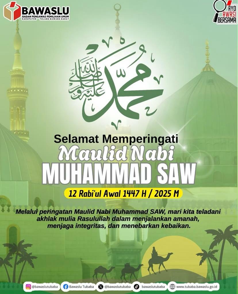 memperingati Maulid Nabi Muhammad SAW 12 Rabiul Awal 1447 Hijriah, keluarga besar Bawaslu Kabupaten Tulang Bawang Barat