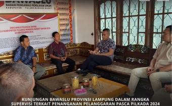 Badan Pengawas Pemilihan Umum (Bawaslu) Kabupaten Tulang Bawang Barat (Tubaba) menerima kunjungan kerja dari Bawaslu Provinsi